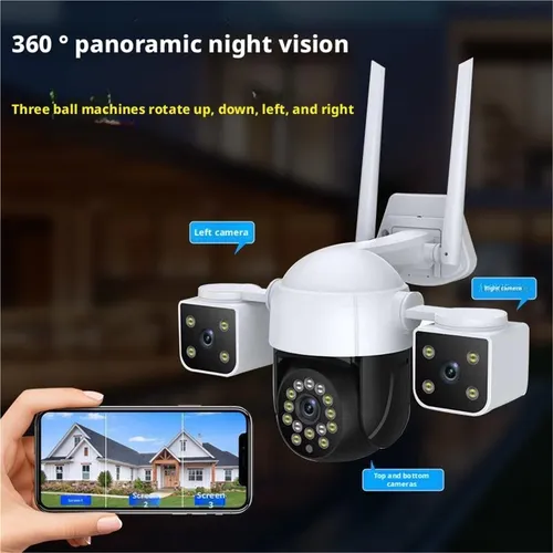 CAMARA DE SEGURIDAD PANORAMICA 3 LENTES