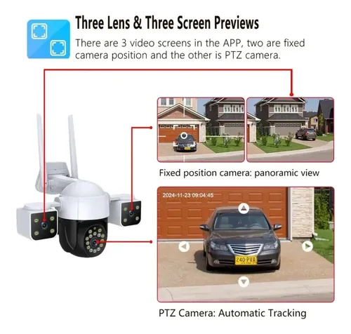 CAMARA DE SEGURIDAD PANORAMICA 3 LENTES