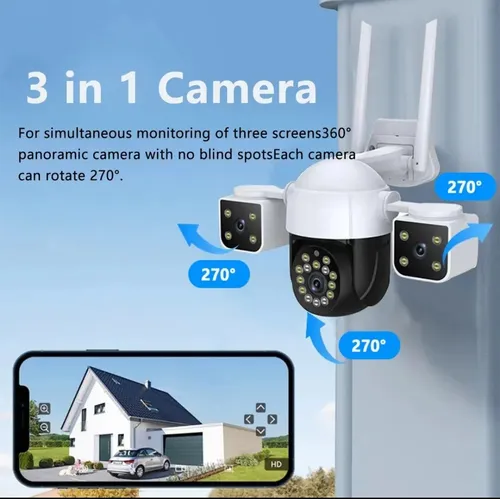 CAMARA DE SEGURIDAD PANORAMICA 3 LENTES