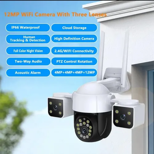 CAMARA DE SEGURIDAD PANORAMICA 3 LENTES