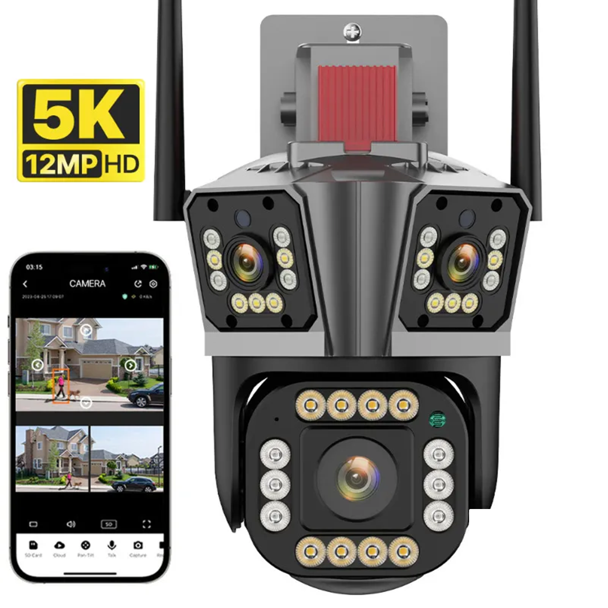 CAMARA DE SEGURIDAD IMPERMEABLE CON 3 LENTES