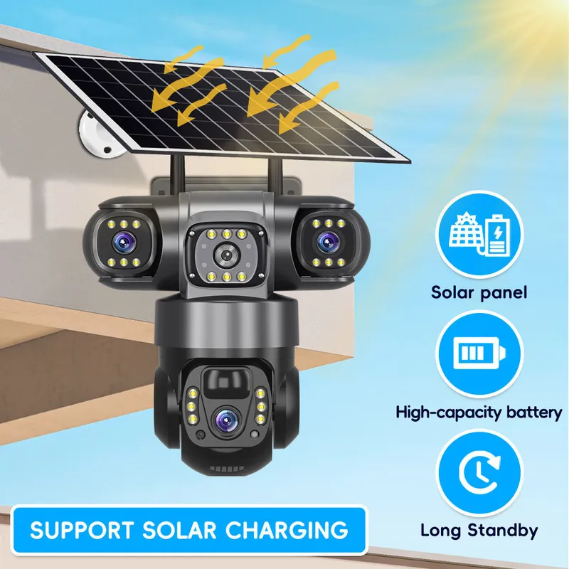 CAMARA DE SEGURIDAD 3 LENTES CON PANEL SOLAR