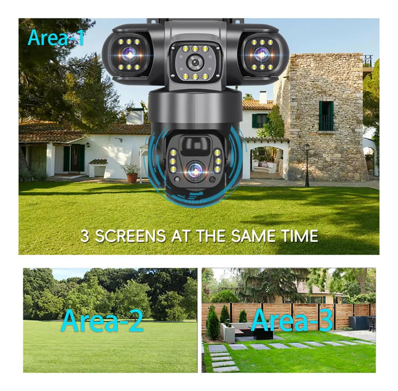 CAMARA DE SEGURIDAD 3 LENTES CON PANEL SOLAR