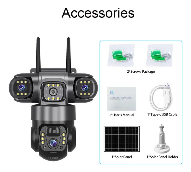 CAMARA DE SEGURIDAD 3 LENTES CON PANEL SOLAR