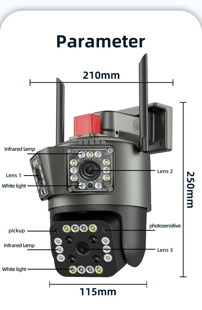 CAMARA DE SEGURIDAD IMPERMEABLE CON 3 LENTES