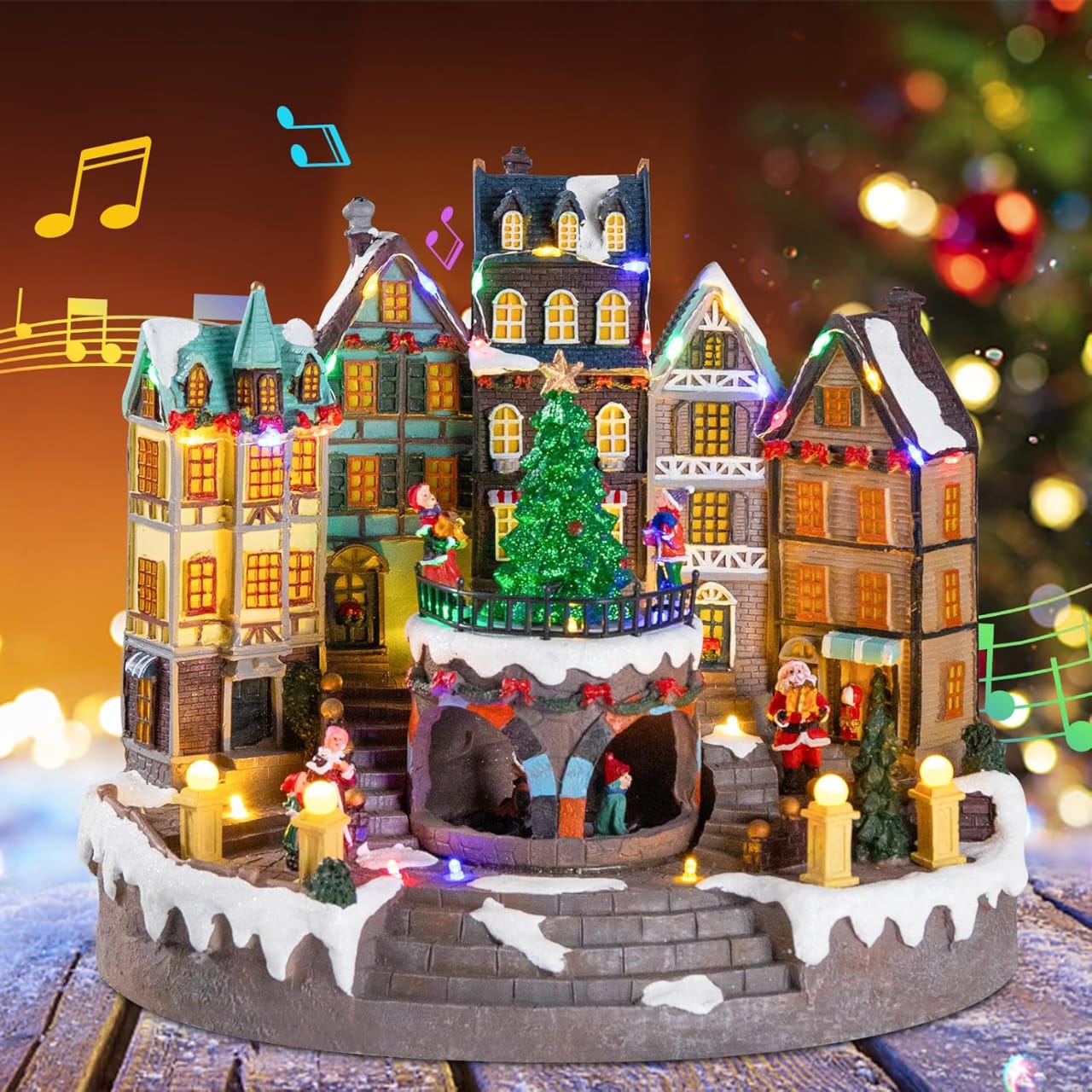 PUEBLO NAVIDEÑO ARBOL DE NAVIDAD GIRATORIO