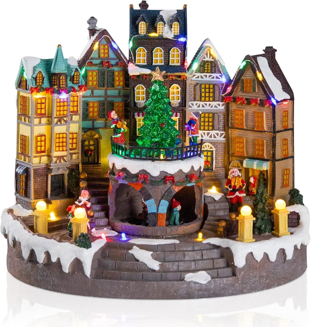 PUEBLO NAVIDEÑO ARBOL DE NAVIDAD GIRATORIO