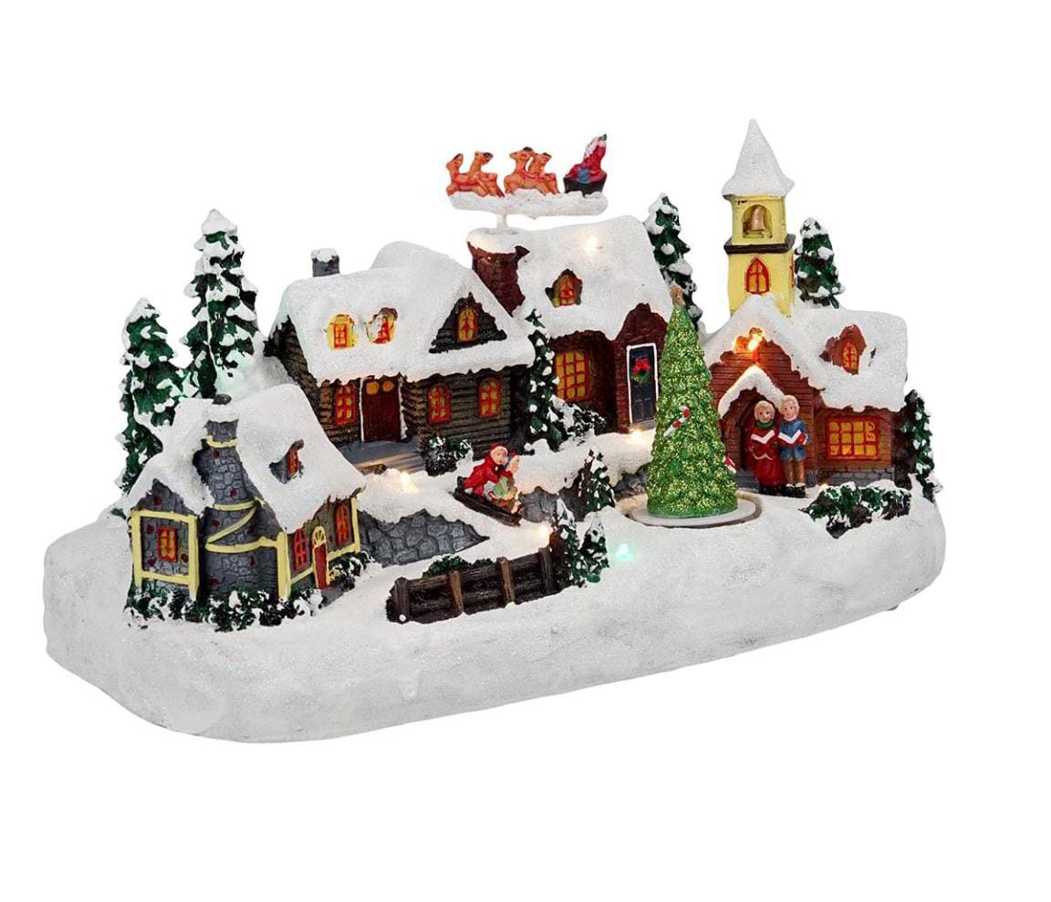 PUEBLO NAVIDEÑO IGLESIA Y ARBOL DE NAVIDAD