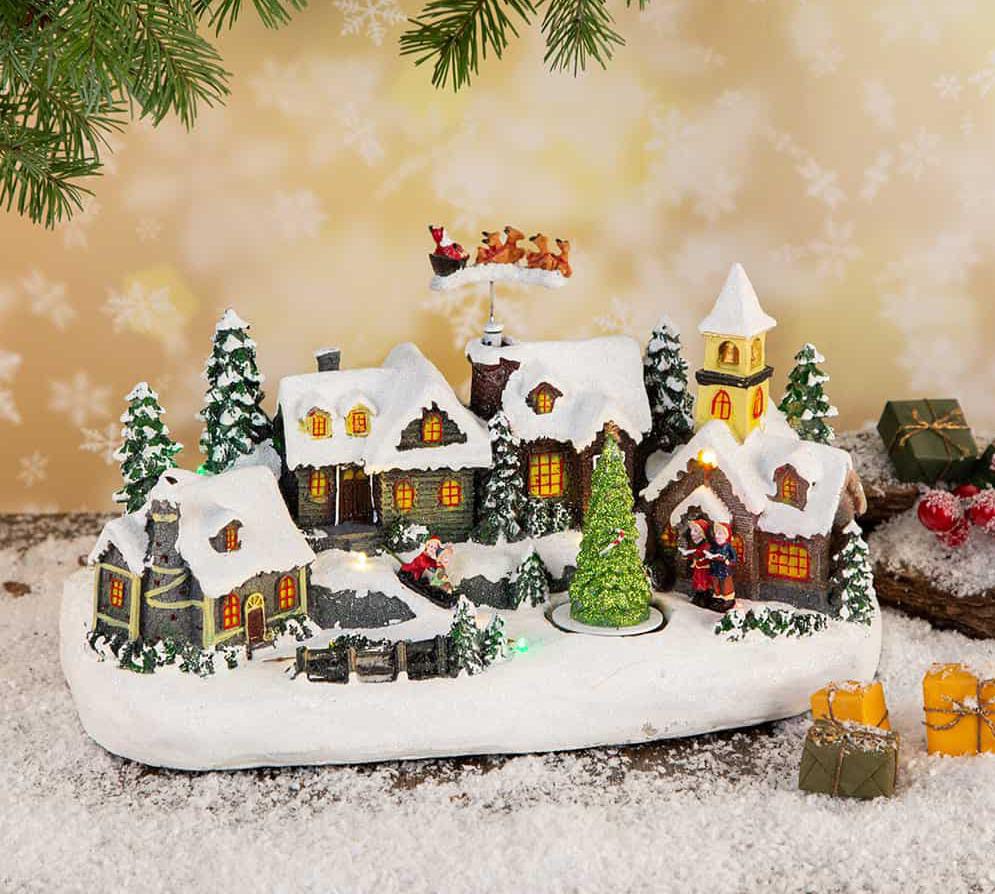 PUEBLO NAVIDEÑO IGLESIA Y ARBOL DE NAVIDAD