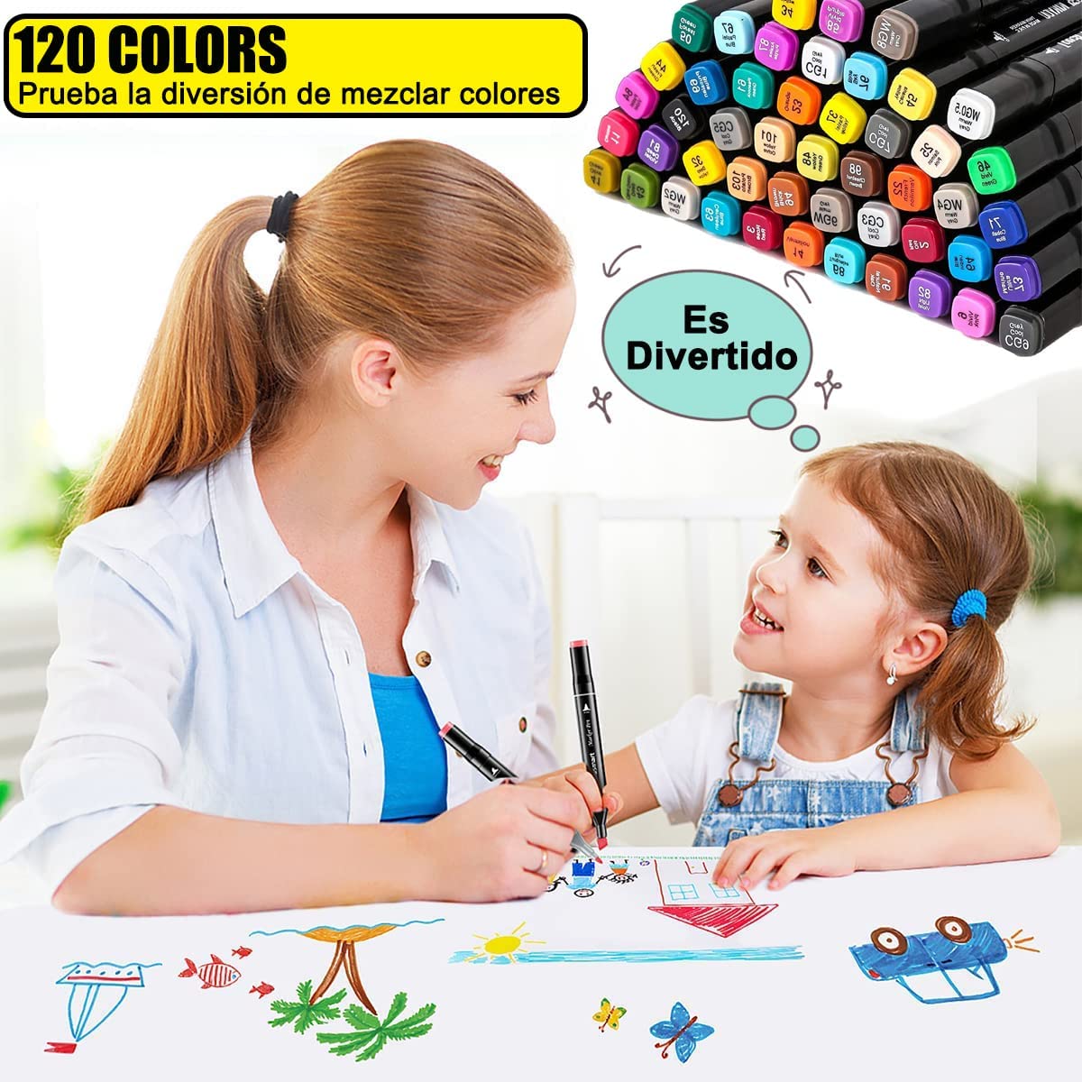 MALETIN DE MARCADORES TOUCH DOBLE PUNTA 120 PCS