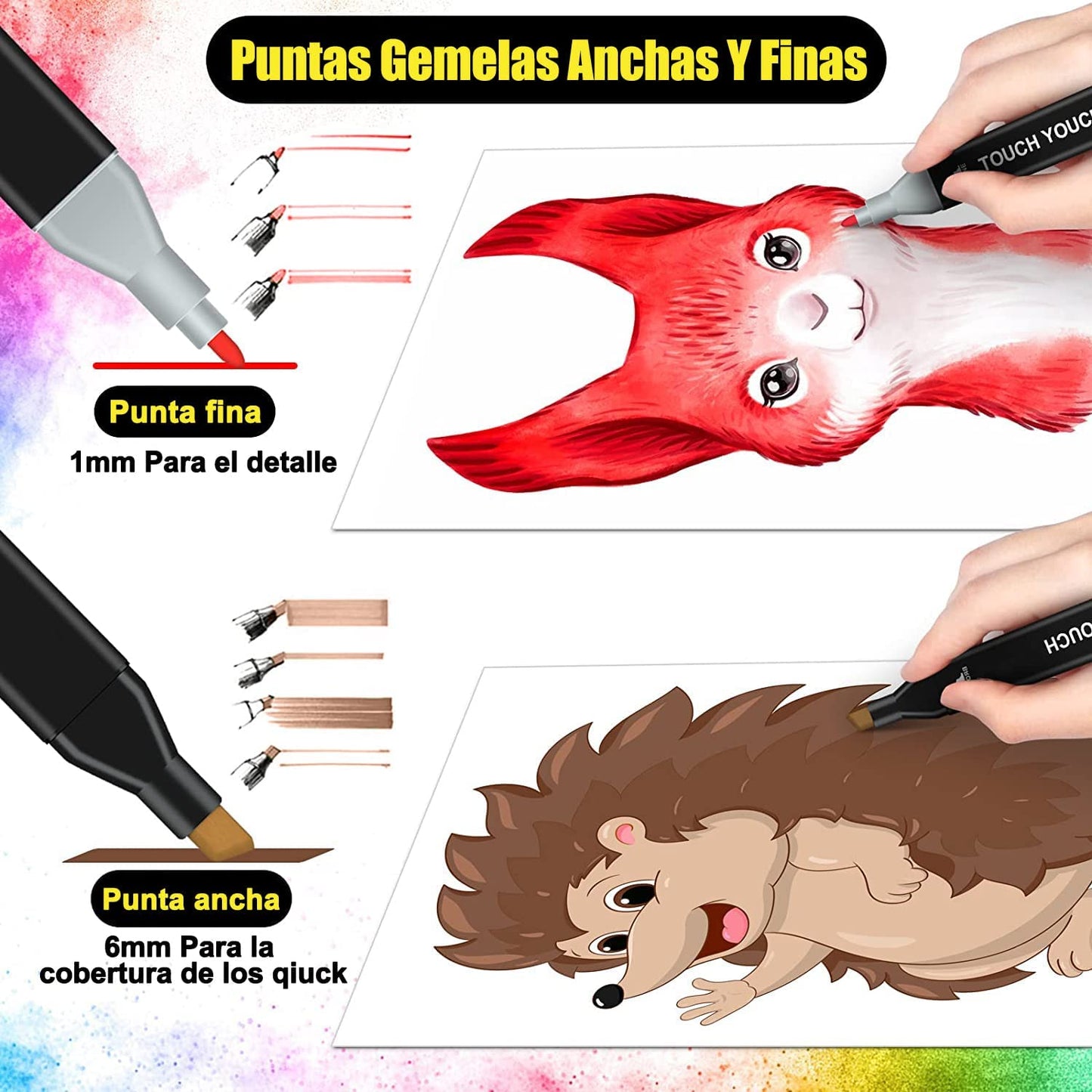 MALETIN DE MARCADORES TOUCH DOBLE PUNTA 120 PCS