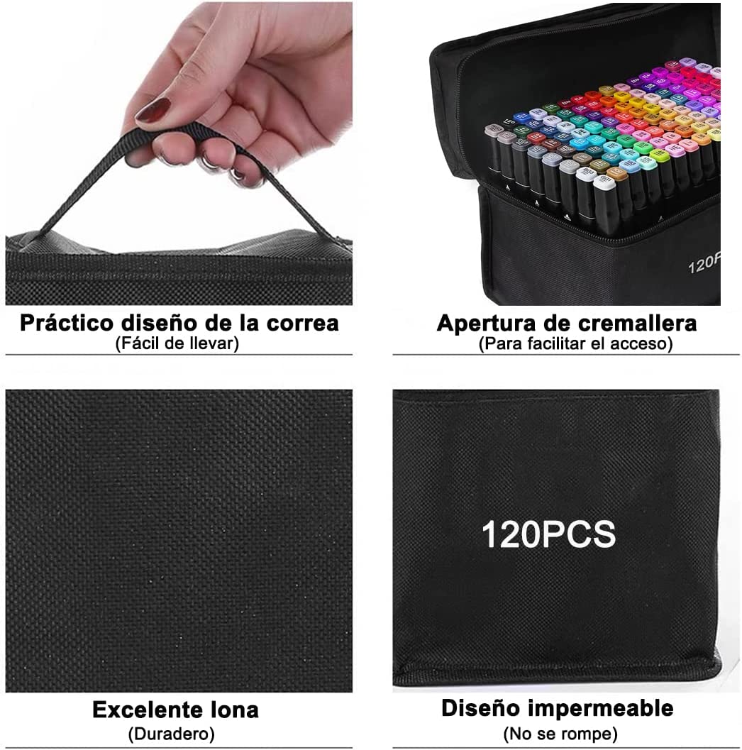 MALETIN DE MARCADORES TOUCH DOBLE PUNTA 120 PCS