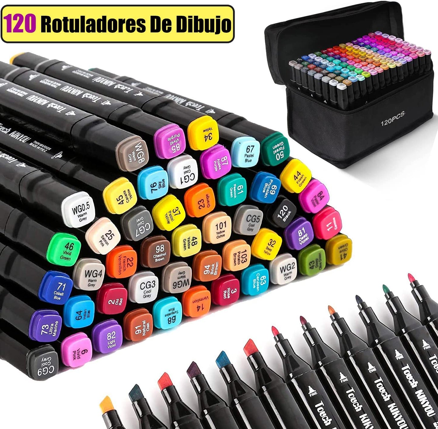 MALETIN DE MARCADORES TOUCH DOBLE PUNTA 120 PCS
