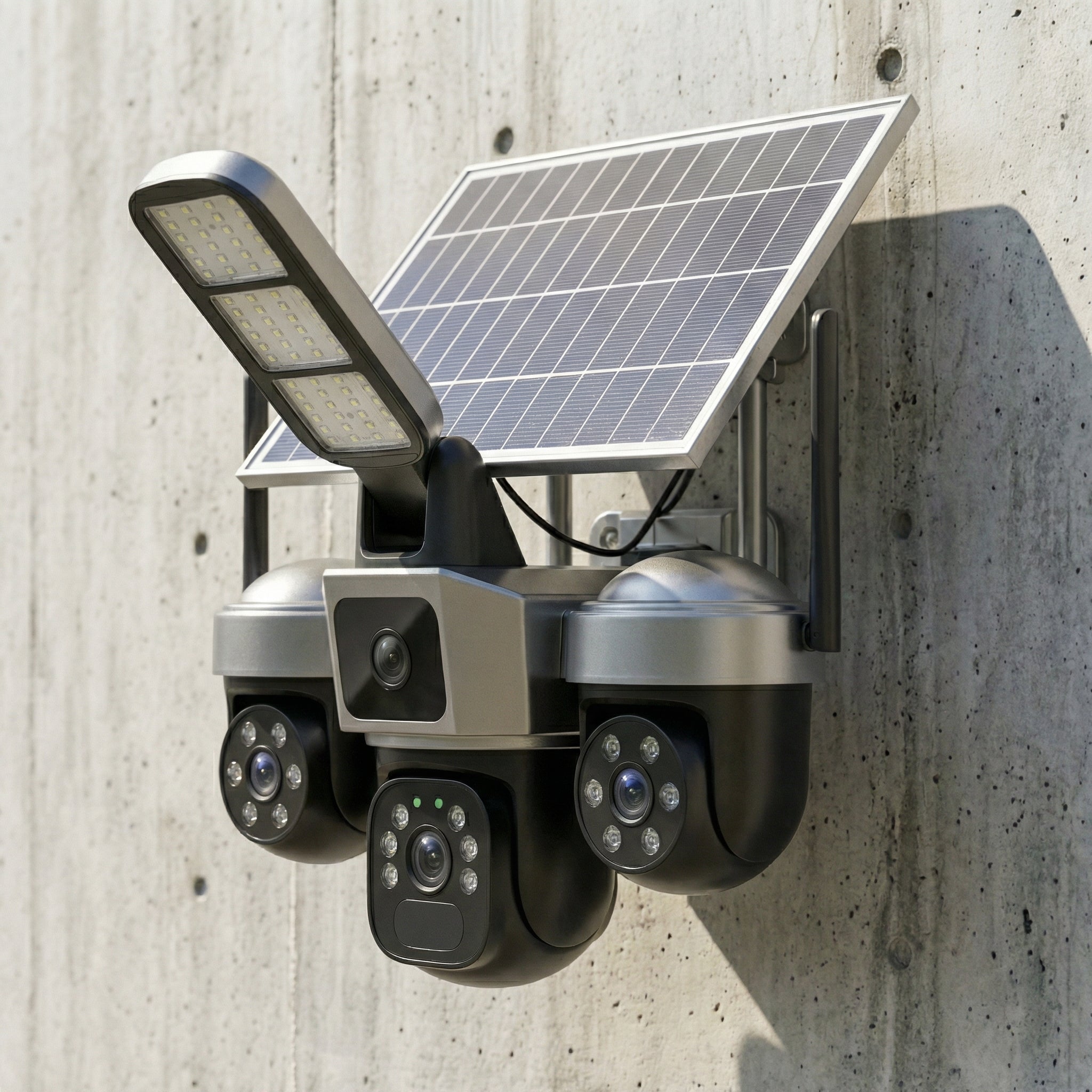 CÁMARA DE SEGURIDAD CON LÁMPARA LED Y PANEL SOLAR