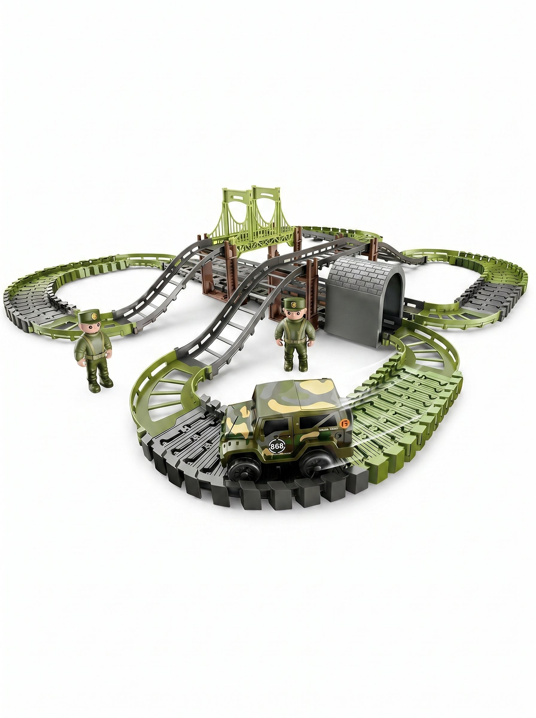 PISTA DE CARROS MILITAR 124 PIEZAS