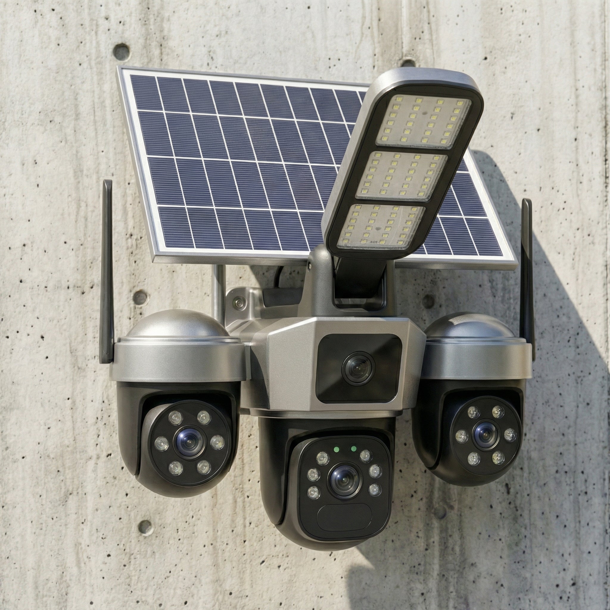 CÁMARA DE SEGURIDAD CON LÁMPARA LED Y PANEL SOLAR