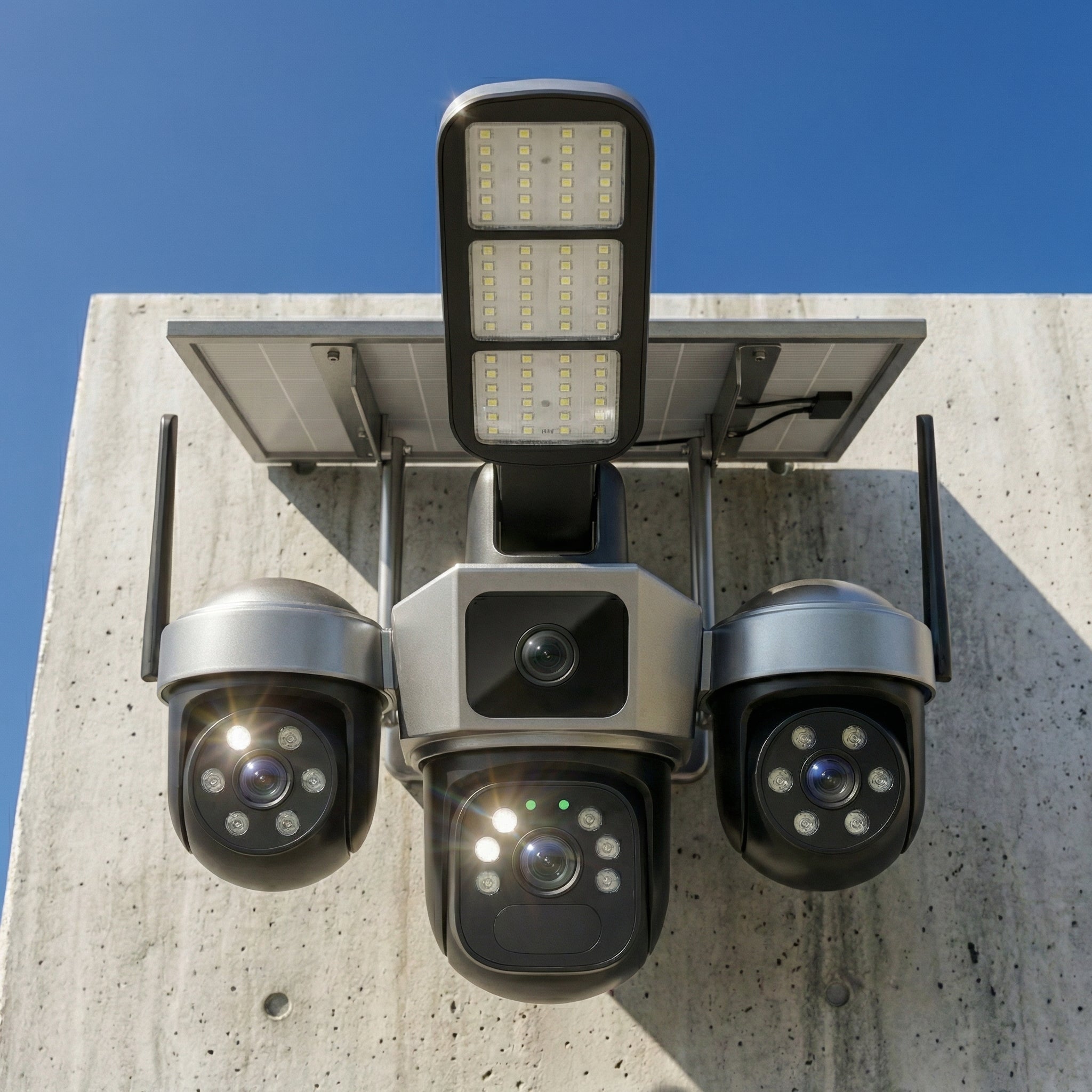 CÁMARA DE SEGURIDAD CON LÁMPARA LED Y PANEL SOLAR
