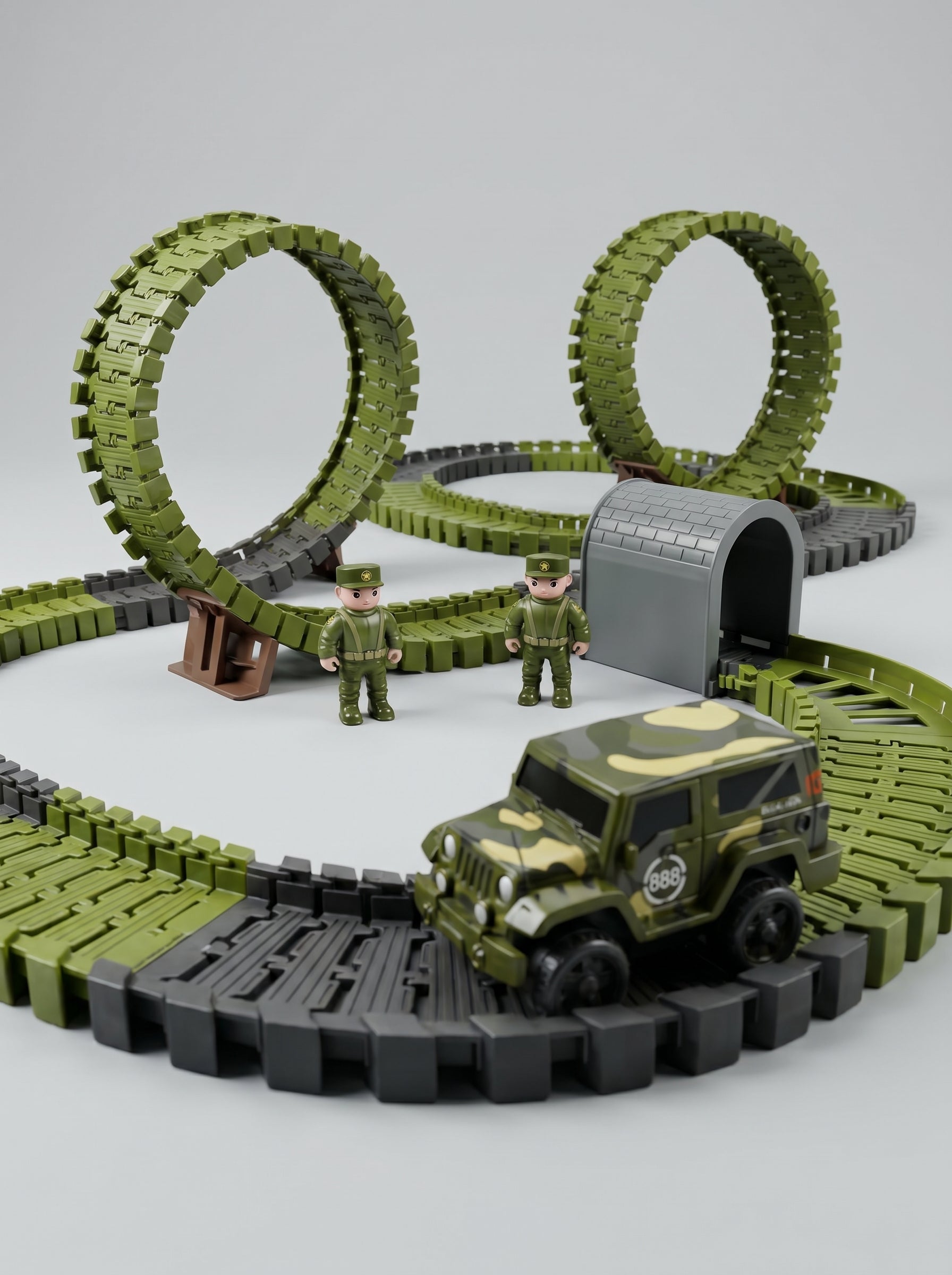 PISTA DE CARROS MILITAR 124 PIEZAS