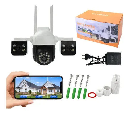 CAMARA DE SEGURIDAD PANORAMICA 3 LENTES