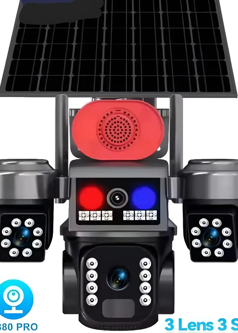 CAMARA DE SEGURIDAD PTZ SOLAR 3 LENTES CON BOCINA