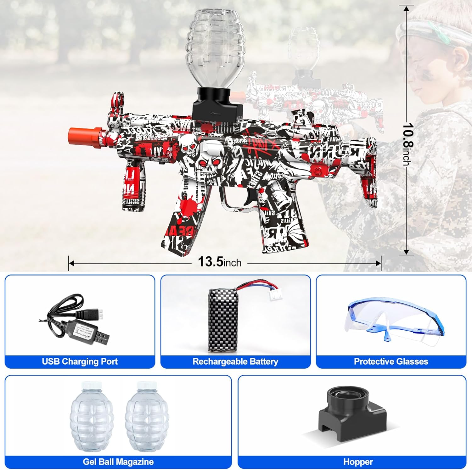 PISTOLA DE JUGUETE CON BALAS DE HIDROGEL