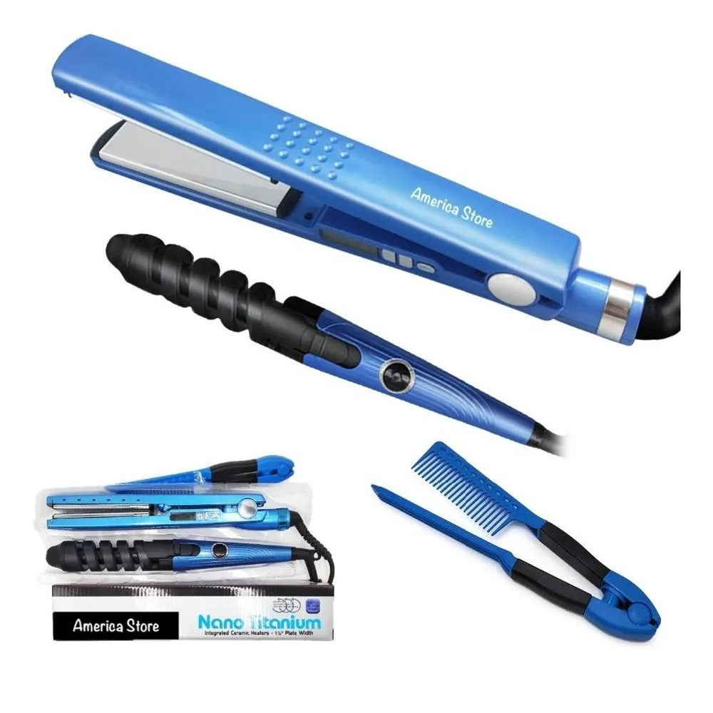 COMBO NANO TITANIUM (PLANCHA+RISADOR+PEINE)