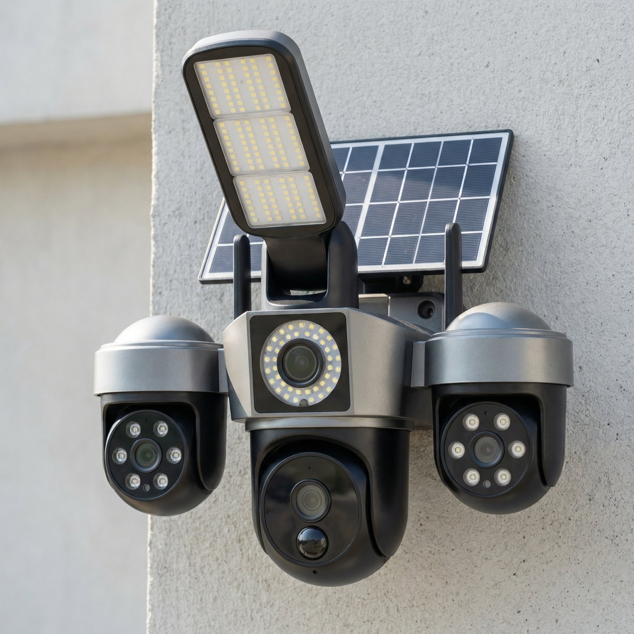 CÁMARA DE SEGURIDAD CON LÁMPARA LED Y PANEL SOLAR