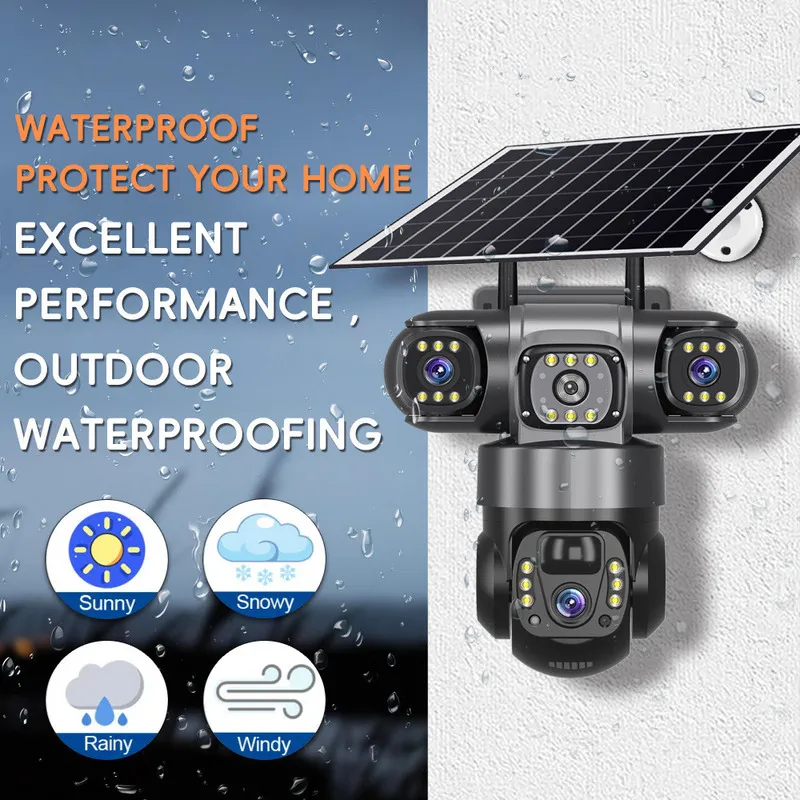 CAMARA DE SEGURIDAD 3 LENTES CON PANEL SOLAR