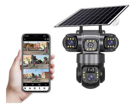 CAMARA DE SEGURIDAD 3 LENTES CON PANEL SOLAR