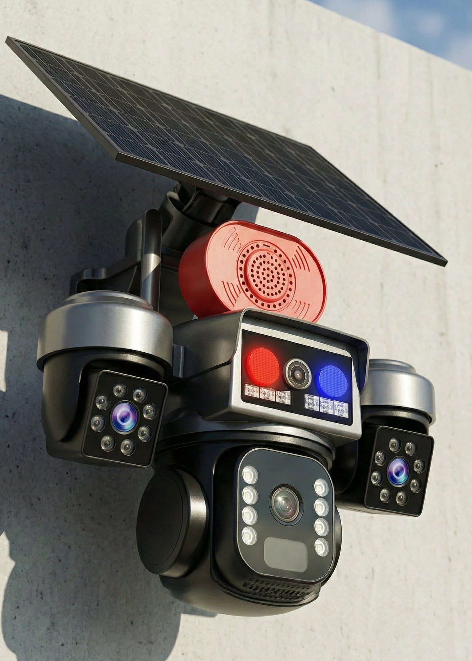 CAMARA DE SEGURIDAD PTZ SOLAR 3 LENTES CON BOCINA