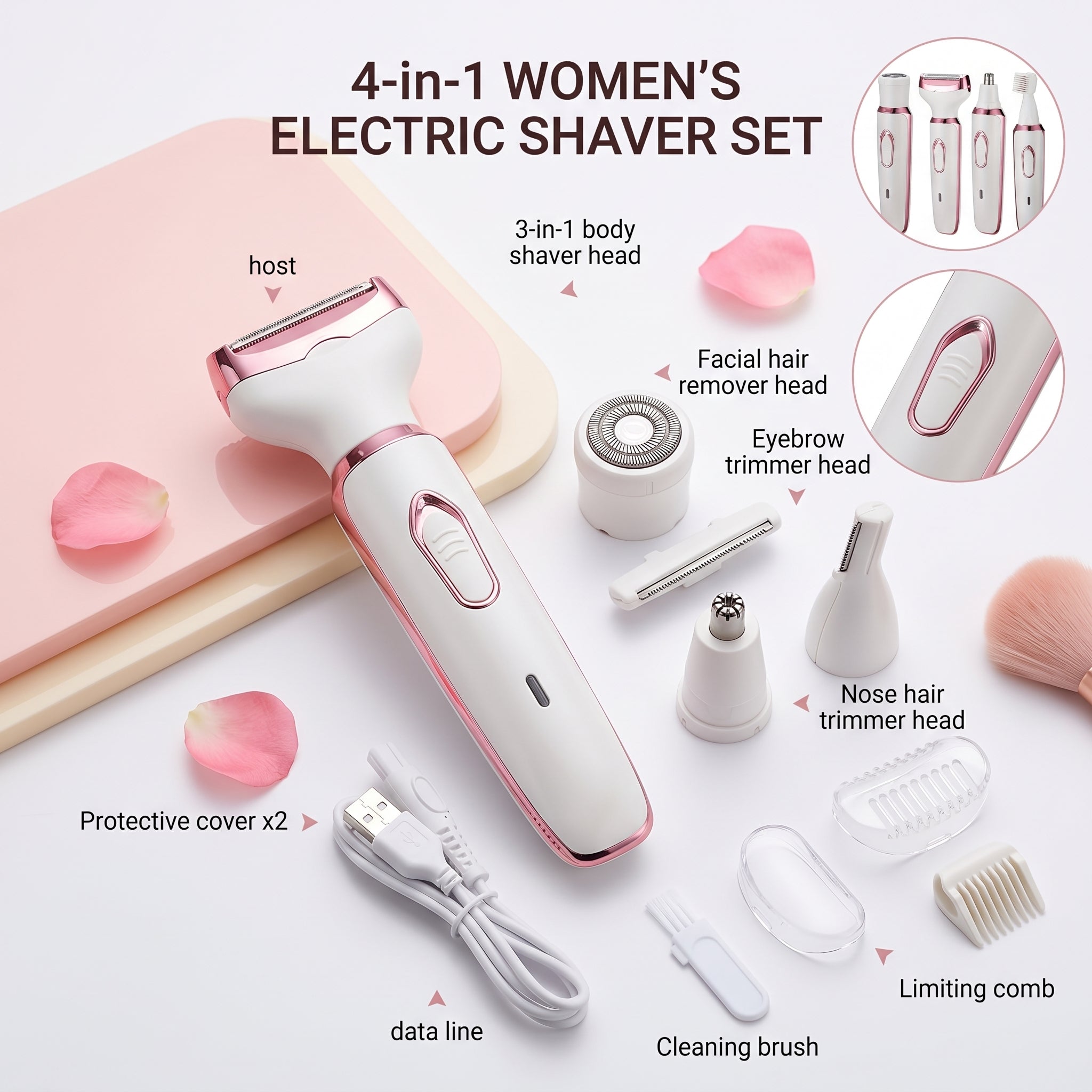AFEITADORA ELÉCTRICA 4 EN 1 PARA MUJER
