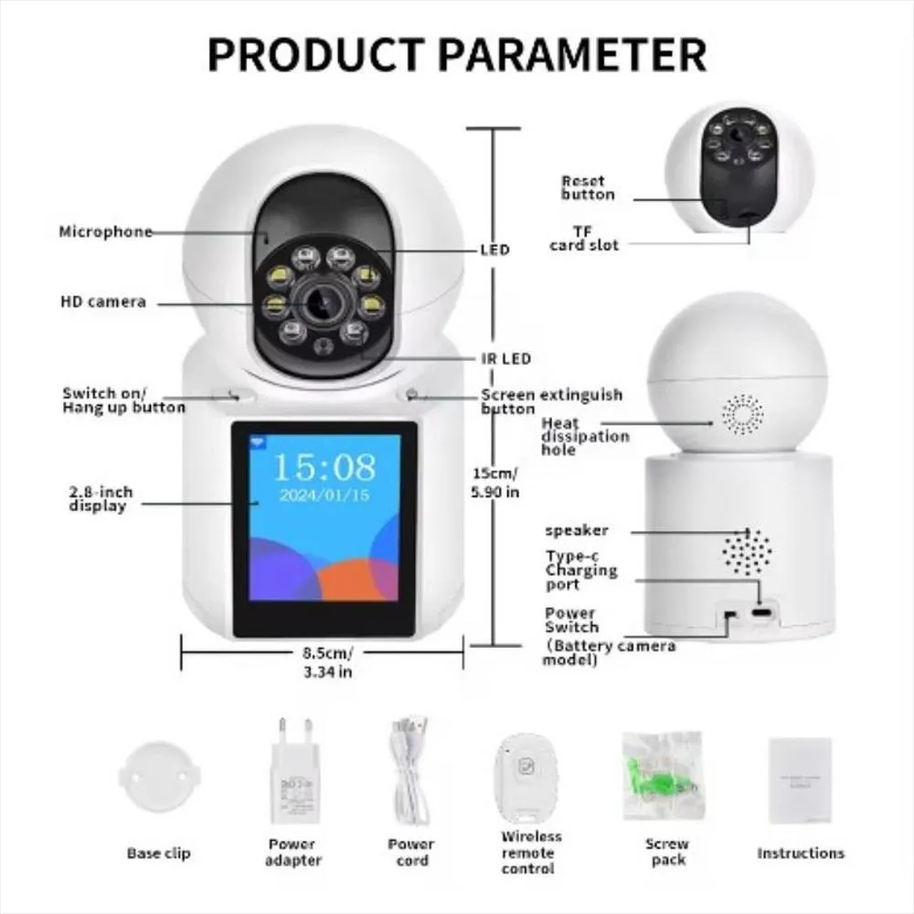 Camara De Seguridad Wifi Video Llamada Con Pantalla Icsee