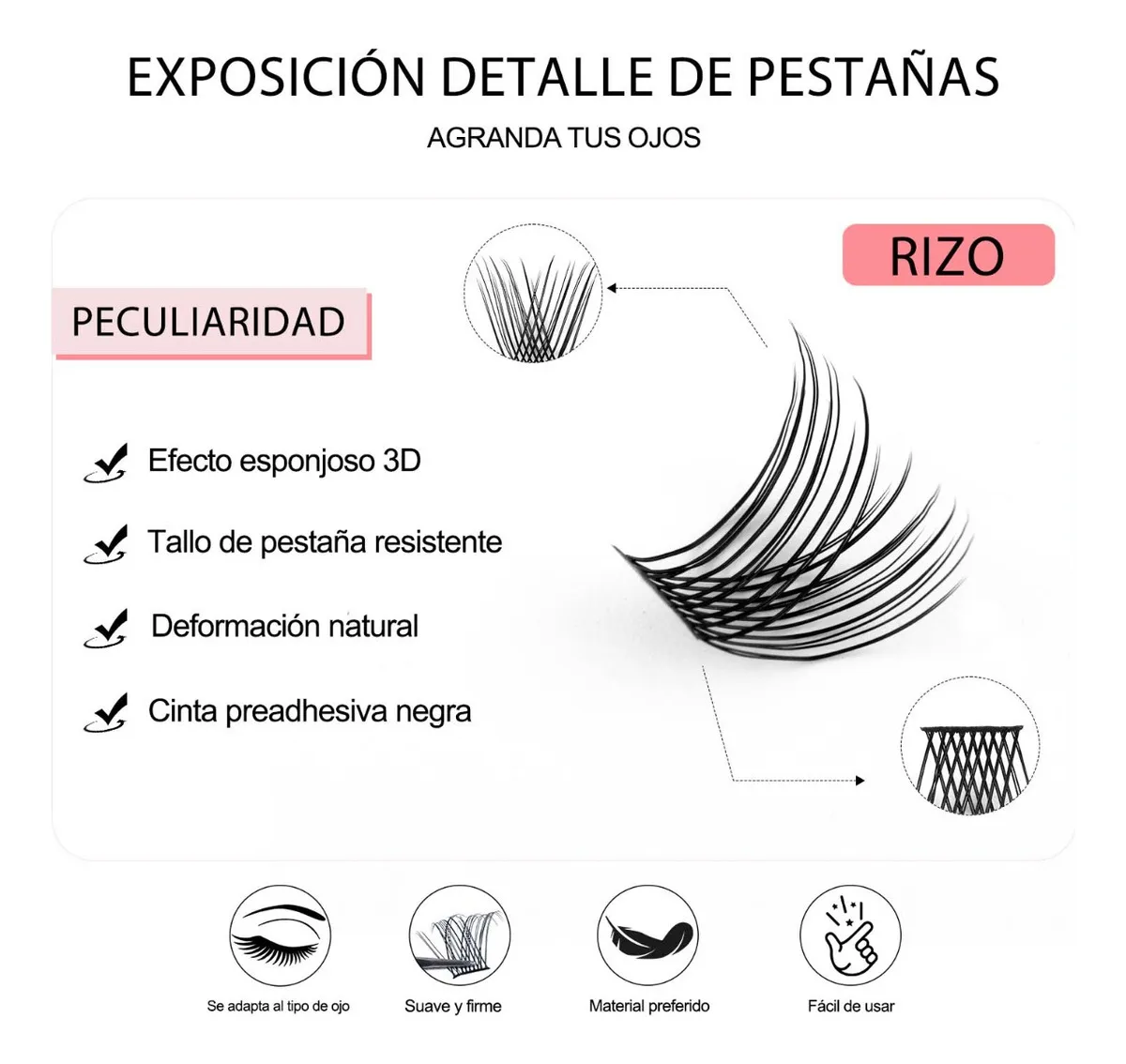 KIT DE EXTENSIONES DE PESTAÑAS 4D 200PUNTOS