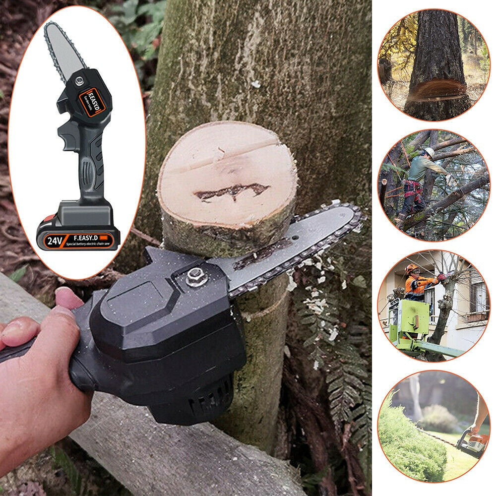Motosierra Eléctrica Sin Escobillas De 21 V, 6200 RPM, Con 2 Baterías De Litio De 3000 MAh Y Cargador Rápido